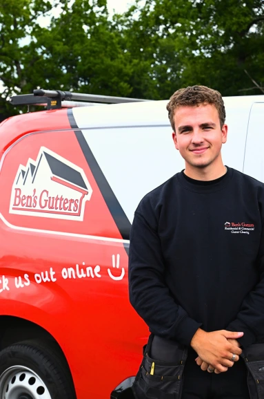 our gutter cleaner in Tyne and Wear standing by company vehicle